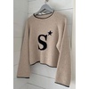image:imageCHARTOU Women Lightweight Pullover Sweater Round O Neck Star Print Contrast Trim Crop Knit Sweater TopsKhaki