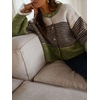 image:imageCHARTOU Women Striped Cardigan Sweater Fuzzy Button Down Long Sleeve Ruffle Coat JacketGreen
