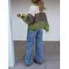image:imageCHARTOU Women Striped Cardigan Sweater Fuzzy Button Down Long Sleeve Ruffle Coat JacketGreen