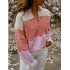 image:imageCHARTOU Women Striped Cardigan Sweater Fuzzy Button Down Long Sleeve Ruffle Coat JacketPink