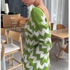 image:imageCHARTOU Women Stripes Knitted Pullover Sweater Oversized Crew Neck Backless Long Sleeve RIC Rac TopGreen