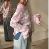 image:imageCHARTOU Women Stripes Knitted Pullover Sweater Oversized Crew Neck Backless Long Sleeve RIC Rac TopPink