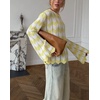 image:imageCHARTOU Women Stripes Knitted Pullover Sweater Oversized Crew Neck Backless Long Sleeve RIC Rac TopYellow