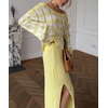 image:imageCHARTOU Women Stripes Knitted Pullover Sweater Oversized Crew Neck Backless Long Sleeve RIC Rac TopYellow