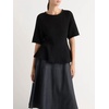 image:imageCHARTOU Women Summer Short Sleeve Sweater Crewneck Peplum Lightweight Knit TopsBlack