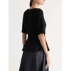 image:imageCHARTOU Women Summer Short Sleeve Sweater Crewneck Peplum Lightweight Knit TopsBlack