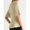 image:imageCHARTOU Women Summer Short Sleeve Sweater Crewneck Peplum Lightweight Knit TopsCream