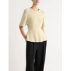 image:imageCHARTOU Women Summer Short Sleeve Sweater Crewneck Peplum Lightweight Knit TopsCream