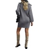 image:imageCHARTOU Womens Elegant Polo Collar Quarter Zipper Chunky Cable Knit Sweater Mini DressGrey
