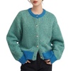image:imageCHARTOU Women Dressy Knit Cardigan Button Up Contrast Sweater Lady Jacket Outwear 2024 Fall OutfitsLake Blue