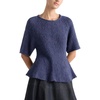 image:imageCHARTOU Women Summer Short Sleeve Sweater Crewneck Peplum Lightweight Knit TopsNavy