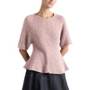 image:imageCHARTOU Women Summer Short Sleeve Sweater Crewneck Peplum Lightweight Knit TopsPink
