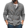 image:imageCHARTOU Womens Chunky Cable Knit DoubleBreast Open Front Cardigan Sweater TopsGrey