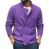 image:imageCHARTOU Womens Chunky Cable Knit DoubleBreast Open Front Cardigan Sweater TopsPurple