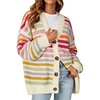 image:imageCHARTOU Womens Oversized Rainbow Striped Sweater Colorful Open Front Cardigan TopsMulticolor