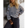 image:imageCHARTOU Women Striped Sweater Pullover Crewneck Long Sleeve Slouchy Knitwear JumperBlue