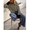image:imageCHARTOU Women Striped Sweater Pullover Crewneck Long Sleeve Slouchy Knitwear JumperYellow