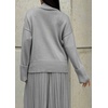 image:imageCHARTOU Womens 2 Piece Outfits Fall Winter Knit Lounge Sets Mock Neck Sweater Pleated Culottes Pants BaggyGrey