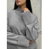 image:imageCHARTOU Womens 2 Piece Outfits Fall Winter Knit Lounge Sets Mock Neck Sweater Pleated Culottes Pants BaggyGrey