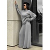 image:imageCHARTOU Womens 2 Piece Outfits Fall Winter Knit Lounge Sets Mock Neck Sweater Pleated Culottes Pants BaggyGrey