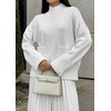 image:imageCHARTOU Womens 2 Piece Outfits Fall Winter Knit Lounge Sets Mock Neck Sweater Pleated Culottes Pants BaggyWhite