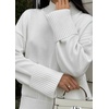 image:imageCHARTOU Womens 2 Piece Outfits Fall Winter Knit Lounge Sets Mock Neck Sweater Pleated Culottes Pants BaggyWhite