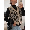 image:imageCHARTOU Womens Sleeveless Leopard Sweater Vest Cropped Button Down Retro Wool Cheetah Tank TopsKhaki