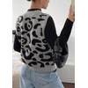 image:imageCHARTOU Womens Sleeveless Leopard Sweater Vest Cropped Button Down Retro Wool Cheetah Tank TopsSilver Grey