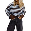 image:imageCHARTOU Women Striped Sweater Pullover Crewneck Long Sleeve Slouchy Knitwear JumperBlue