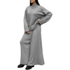 image:imageCHARTOU Womens 2 Piece Outfits Fall Winter Knit Lounge Sets Mock Neck Sweater Pleated Culottes Pants BaggyGrey