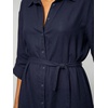 image:imageCHARTOU Womens Linen Blend Shirt Dress Button Down Midi Dress with Pockets Summer Long Sleeve Casual Tunic Dress for WorkNavy