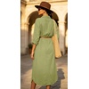 image:imageCHARTOU Womens Linen Blend Shirt Dress Button Down Midi Dress with Pockets Summer Long Sleeve Casual Tunic Dress for WorkSage Green