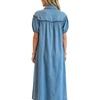 image:imageCHARTOU Womens Long Denim Dress Puff Sleeve Button Down Shirt Dress with PocketsBlue