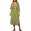 image:imageCHARTOU Womens Linen Blend Shirt Dress Button Down Midi Dress with Pockets Summer Long Sleeve Casual Tunic Dress for WorkSage Green