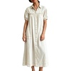 image:imageCHARTOU Womens Long Denim Dress Puff Sleeve Button Down Shirt Dress with PocketsCream