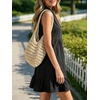 image:imageCHARTOU Women Sleeveless Denim Mini Dress Summer Button Down Ruffle Hem Jean Short DressBlack