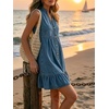 image:imageCHARTOU Women Sleeveless Denim Mini Dress Summer Button Down Ruffle Hem Jean Short DressBlue