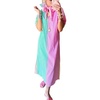 image:imageCHARTOU Women Plaid Maxi Dresses Puff Short Sleeve Lapel V Neck Color Block Summer Dress with PocketsMulticolor