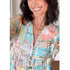 image:imageCHARTOU Women 2025 Tie Front Boho Beach Vacation Dress Short Sleeve Ruffle Floral Babydoll DressBlue