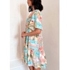 image:imageCHARTOU Women 2025 Tie Front Boho Beach Vacation Dress Short Sleeve Ruffle Floral Babydoll DressBlue