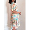 image:imageCHARTOU Women 2025 Tie Front Boho Beach Vacation Dress Short Sleeve Ruffle Floral Babydoll DressBlue