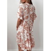 image:imageCHARTOU Women 2025 Tie Front Boho Beach Vacation Dress Short Sleeve Ruffle Floral Babydoll DressBrick Red