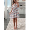 image:imageCHARTOU Women 2025 Tie Front Boho Beach Vacation Dress Short Sleeve Ruffle Floral Babydoll DressRed