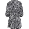 image:imageCHARTOU Women Puff 34 Sleeve Short Dress Summer Leopard Print Peter Pan Collar Mini Dress with BeltBlack