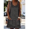 image:imageCHARTOU Women Sleeveless Denim Dress Short Jean Overall Summer Shift Mini Dress Western Tank Jumper Dress PocketBlack