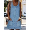 image:imageCHARTOU Women Sleeveless Denim Dress Short Jean Overall Summer Shift Mini Dress Western Tank Jumper Dress PocketBlue