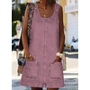 image:imageCHARTOU Women Sleeveless Denim Dress Short Jean Overall Summer Shift Mini Dress Western Tank Jumper Dress PocketPink