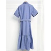 image:imageCHARTOU Women Striped Shirt Dress Button Down Cotton Linen Belted Flowy Long DressBlue