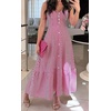 image:imageCHARTOU Women Striped Summer Long Dress Sleeveless Front Button Flowy Maxi SundressPink