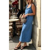 image:imageCHARTOU Womens Summer Linen Midi Dress Ruffle Sleeveless Casual Loose Long Tank Dress Beach Cover Up Sundress with PocketsBlue